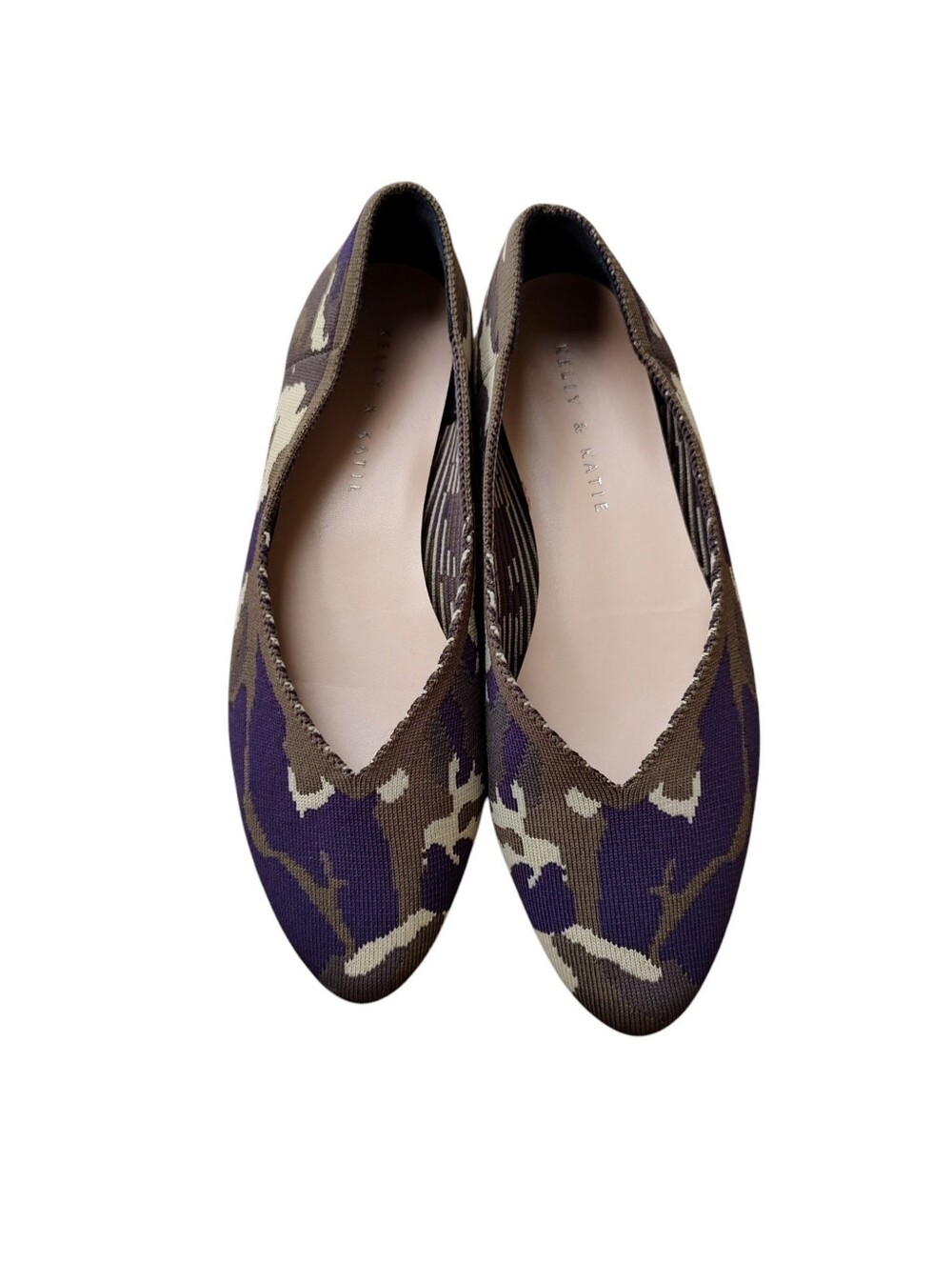 Kelly & Katie Purple and Brown Camouflage Knit Pointed-Toe Flats